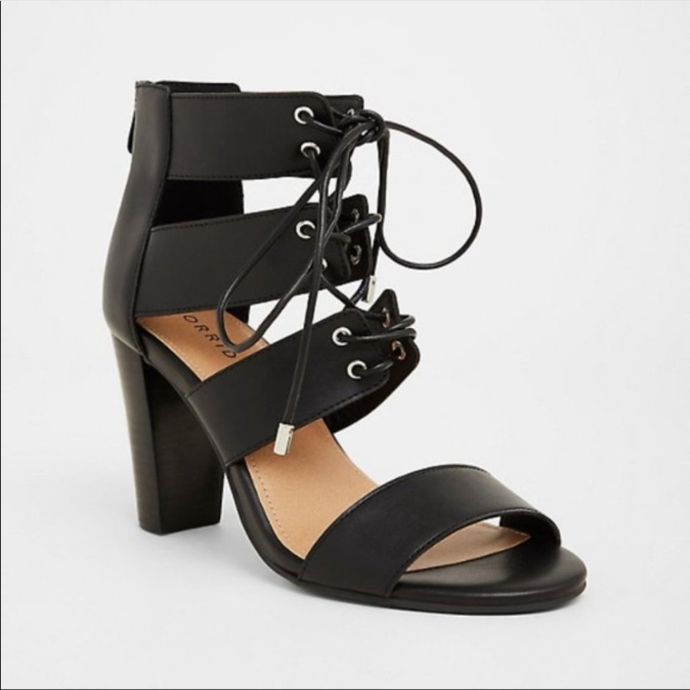 Torrid lace up cage black heel